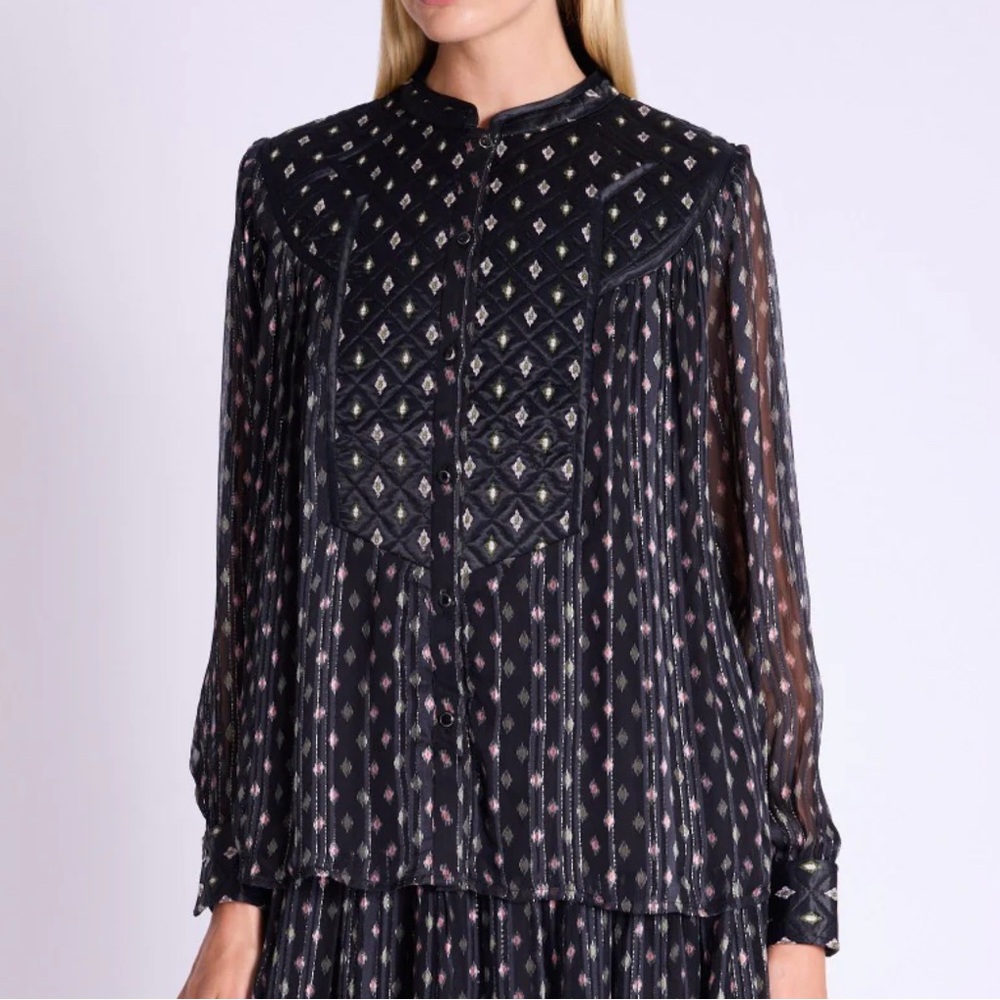 Berenice Conni Blouse in Losali Print Black Patterned Women's Top New 34 $288